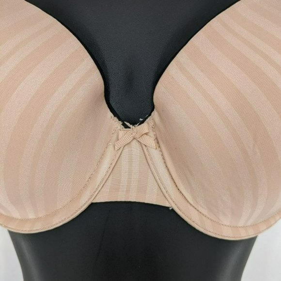 Parfait T-Shirt Bra 32D Nude Tan Aline Shadow Stripe Underwire Contour P5251 New - Picture 3 of 13